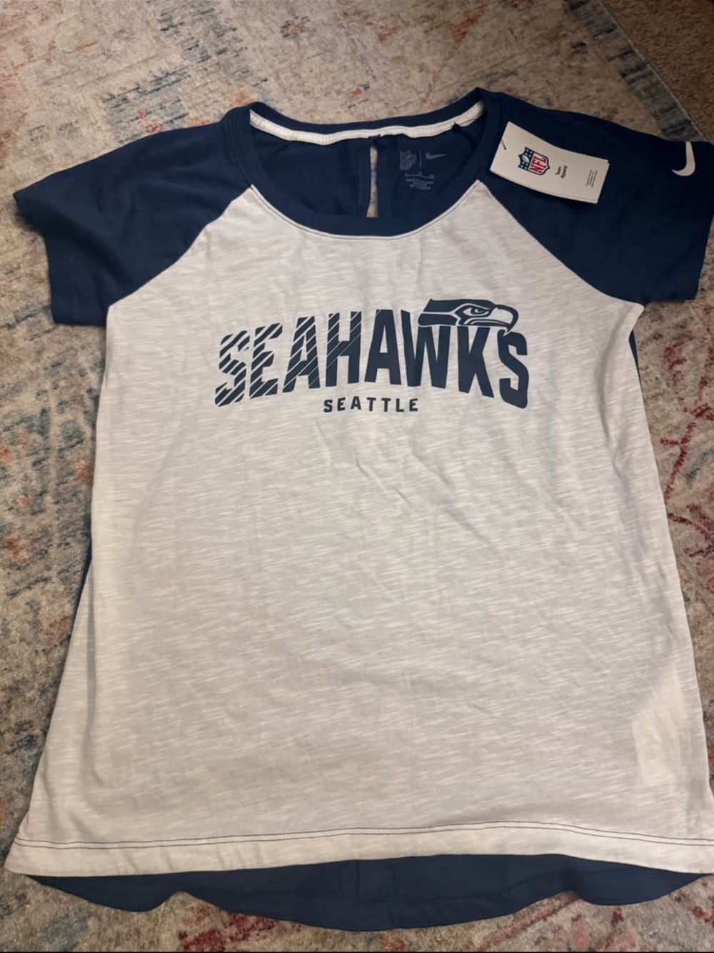 Nike Seattle Seahawks White & Navy Short-Sleeve Tee